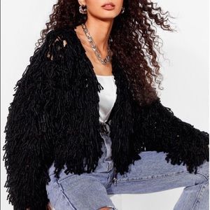 NASTY GAL Shaggy Loop Knit Cardigan
